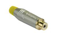 acjr-syl Amphenol Industrial Satin Gold Cable Mount RCA Socket, Gold, 10A