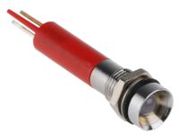 212-395 RS PRO Red Panel Mount Indicator, 24V ac/dc, 8mm Mounting Hole Size, Solder Tab Termination, IP67