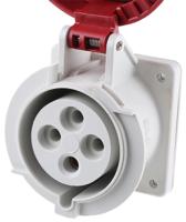 4283266 Scame IP67 Red Panel Mount 3P + E Industrial Power Socket, Rated At 32A, 380 → 415 V