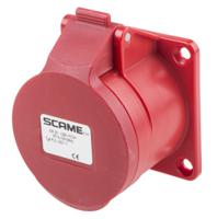 4131667-7 Scame, Optima IP44 Red Panel Mount 6P + E Industrial Power Socket, Rated At 16A, 415 V