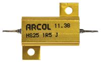 hs25-1r5-j Arcol, 1.5Ω 25W Wire Wound Chassis Mount Resistor HS25 1R5 J ±5%