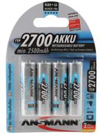 5030842 Ansmann AA NiMH Rechargeable AA Batteries, 2.7Ah, 1.2V - Pack of 4