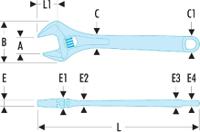 113a8t Facom Adjustable Spanner, 206 mm Overall, 27mm Jaw Capacity, Metal Handle