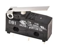 db1c-c1lb ZF Short Lever Micro Switch, Through Hole Terminal, 6 A @ 250 V ac, SPDT