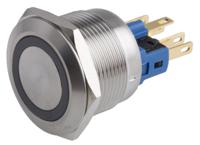 811-8556 RS PRO Illuminated Push Button Switch, Momentary, Panel Mount, 22mm Cutout, SPDT, White LED, 250V ac, IP65, IP67