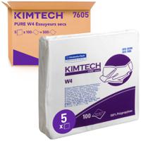 7605 KIMTECH Pure W4 Wipers  White Wipes for Clean Environments, Food Industry, Pharmaceutical, Dry Use, Bag of 100, 304