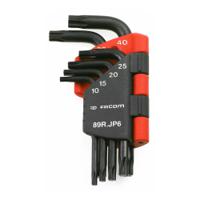89rjp6pf Facom 6-Piece Torx Key, T10 - T15 - T20 - T25 - T30 - T40 Size, L Shape, Short Arm