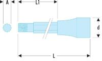 sv14lb Facom 1/2 in Drive Bit Socket, XZN, M14, 100 mm Overall Length