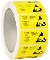 218-621 RS PRO Yellow Paper Safety Labels, CAUTION. Electrostatic Sensitive Devices-Text 50mm x 25mm