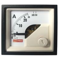 186-2425 RS PRO Analogue Panel Ammeter 50 (Input)A AC, 45mm x 45mm, 1 % Moving Iron