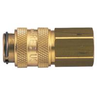 21kbiw10mpn Legris Nickel Plated Brass Female Pneumatic Quick Connect Coupling, 1/8 in Female 16mm Female Thread