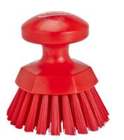 38854 Vikan Hard Bristle Red Hand Brush, 110mm bristle length, Polyester, Polypropylene, Stainless Steel bristle material