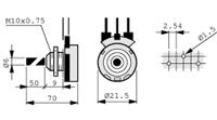 t-21ahm0607105a PIHER SENSORS AND CONTROLS S.S.A 1MΩ Linear Potentiometer 1-Gang Through Hole, T-21AHM0607105A