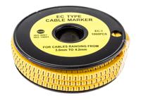 812-0802 RS PRO Slide On Cable Markers, Black on Yellow, Pre-printed "1", 3 → 4.2mm Cable