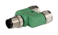 1511789 Phoenix Contact Y-Shaped 4 Pole M12 Plug to 4 Pole M12 Socket Adapter