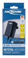 5111243 Ansmann 12W Plug-In AC/DC Adapter 3V dc Output, 1A Output