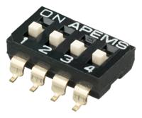 ikd0403101 APEM 4 Way Surface Mount DIP Switch SPST, Raised Actuator Slide Actuator