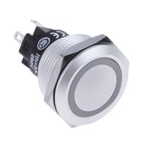 82-65511134 EAO 82 Series Illuminated Push Button Switch, Momentary, Panel Mount, 22.3mm Cutout, SPDT, Green LED, 240V, IP65, IP67