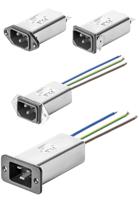fn9255-20-06 Schaffner 20A, 250 V ac Male Front Mount IEC Inlet Filter 2 Pole FN9255-20-06, Faston