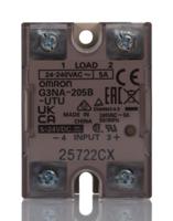 g3na-205b-utu-dc5-24 Omron G3NA Series Solid State Relay, 3 (Without Heatsink) A, 5 (With Heatsink) A Load, DIN Rail Mount, 264 V ac Load,