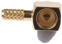 mmcx1112a1-3gt30g-14-50 Amphenol RF, Plug Cable Mount MMCX Connector, 50Ω, Crimp Termination, Right Angle Body
