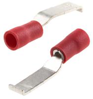 624-1207 RS PRO Hooked Insulated Crimp Blade Terminal 16.8mm Blade Length, 0.5mm² to 1.5mm², 22AWG to 16AWG, Red