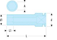 nsb27 Facom 27mm, 1/2 in Drive Impact Socket, 85 mm length