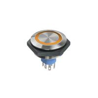 av51222000074bk APEM Illuminated Vandal Proof Push Button Switch, Momentary, Panel Mount, 30.2mm Cutout, SPST, Blue LED, 30V dc, IP67