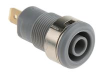 233000-28 Staubli Grey Female Banana Socket, 4 mm Connector, Tab Termination, 24A, 1000V, Gold Plating