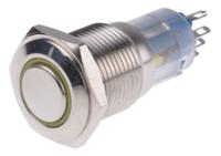 811-8433 RS PRO Illuminated Push Button Switch, Latching, Panel Mount, 16mm Cutout, SPDT, Yellow LED, 250V ac, IP65, IP67