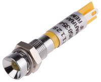 211-285 RS PRO Yellow Panel Mount Indicator, 12V dc, 6mm Mounting Hole Size, Solder Tab Termination