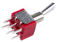 734-7031 RS PRO Toggle Switch, PCB Mount, On-None-On, DPDT, Through Hole Terminal