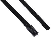 547-4327 RS PRO Cable Tie, Roller Ball, 200mm x 4.6 mm, Black Polyester Coated Stainless Steel, Pk-100