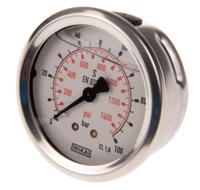 46852703 WIKA G 1/4 Analogue Pressure Gauge 100bar Back Entry 63mm Outside Diameter