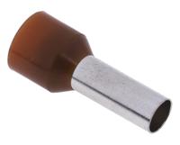157-1244 RS PRO Insulated Crimp Bootlace Ferrule, 12mm Pin Length, 4.5mm Pin Diameter, 10mm² Wire Size, Brown