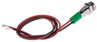 722-7766 RS PRO Green Panel Mount Indicator, 24V dc, 6mm Mounting Hole Size, Lead Wires Termination, IP67