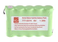 777-0374 RS PRO 6V NiMH Rechargeable Battery Pack, 1.3Ah - Pack of 1