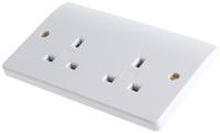 k781-whi MK Electric Logic Plus White 2 Gang Plug Socket, 13A, Type G - British, Indoor Use