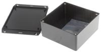 1591uflbk Hammond 1591 Series Black Flame Retardant ABS Enclosure, IP54, Flanged, Black Lid, 120 x 120 x 55mm