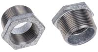 770241231 Georg Fischer Galvanised Malleable Iron Fitting, Straight Reducer Bush, Male BSPT 1-1/4in to Female BSPP 1in