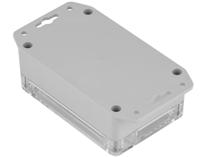 192-0727 RS PRO Grey ABS, Polycarbonate Enclosure, IP68, IK07, Flanged, Transparent Lid, 105 x 70 x 40mm