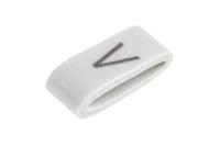 531-07882-hobs85-pvc-wh HellermannTyton HODS85 Slide On Cable Markers, Black on White, Pre-printed "V", 1.8 → 6.3mm Cable, 531-07882