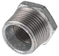 770241227 Georg Fischer Galvanised Malleable Iron Fitting, Straight Reducer Bush, Male BSPT 1in to Female BSPP 3/4in