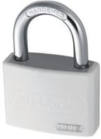 50872-t65al40-white ABUS Key Weatherproof Aluminium, Steel Safety Padlock, 6.5mm Shackle, 43mm Body