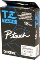 tzen241 Brother Black on White Label Printer Tape, 8 m Length, 18 mm Width