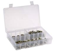 195-4065 RS PRO Grease Nipple Kit Contains H1 Straight 6x1 mm (x50); H2-45 6x1 mm (x50); H3-90 6x1 mm (x50); Box