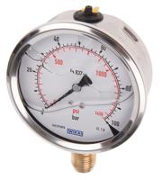 7075619 WIKA Analogue Pressure Gauge 100bar Bottom Entry 100mm Outside Diameter