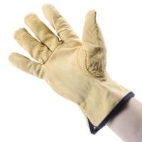 dr10009 Polyco Healthline Yellow Leather Work Gloves, Size 9, Uncoated Coating