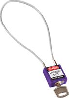 compact-cable-padlock-purple-40cm-kd Brady Purple 1-Lock Rugged Reinforced Nylon Body with Sheathed Steel Cable Keyed Padlocks & Safety Padlocks, 4.7mm