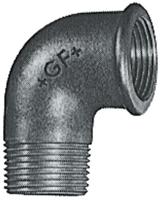 770092104 Georg Fischer Black Oxide Malleable Iron Fitting, 90° Elbow, Male BSPT 1/2in to Female BSPP 1/2in
